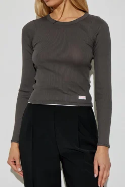 Alexander Wang GREY Long-sleeve lingerie top