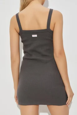 Alexander Wang GREY Ribbed slip dress with spaghetti straps