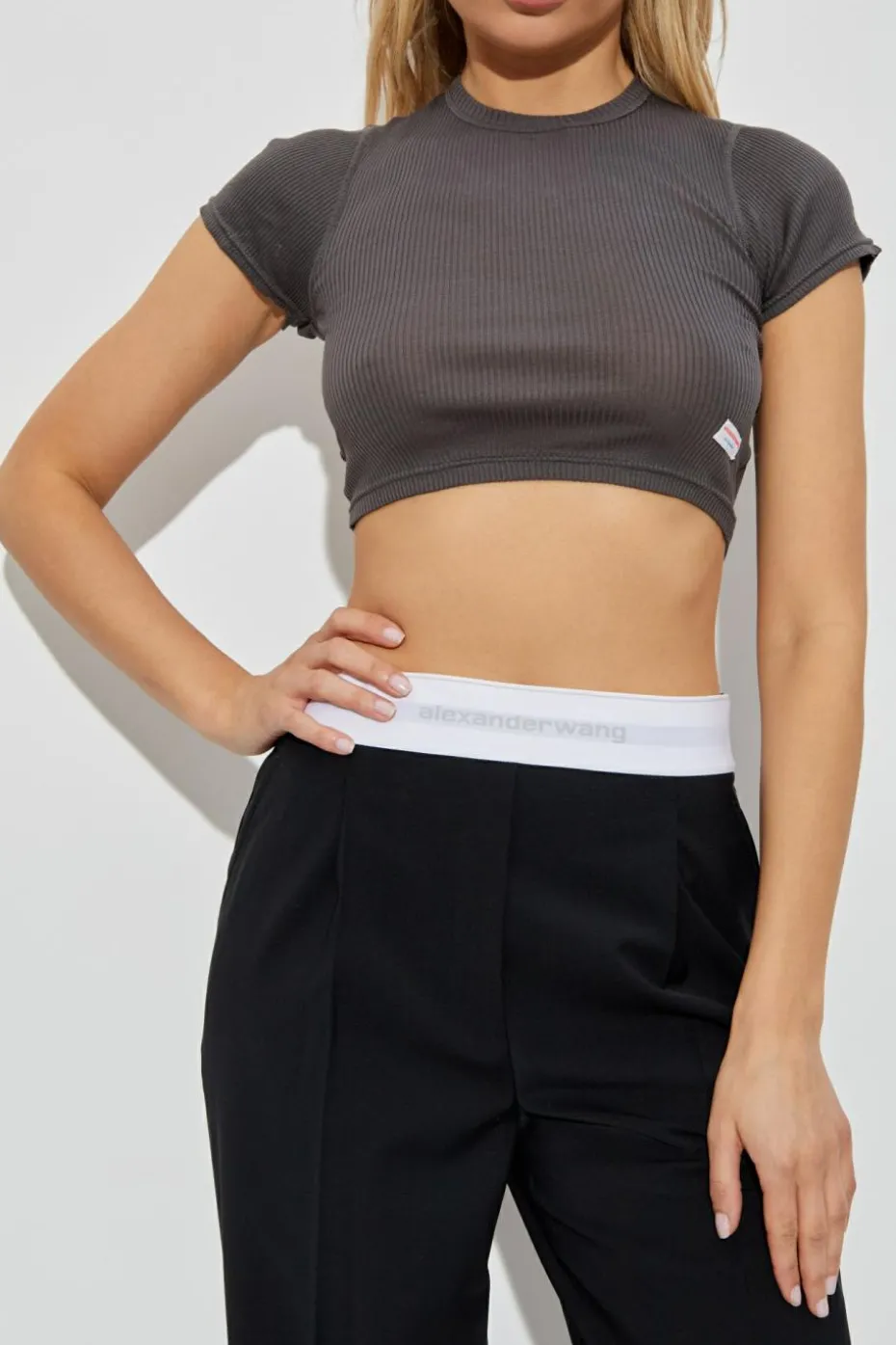 Alexander Wang GREY Short-sleeved lingerie top