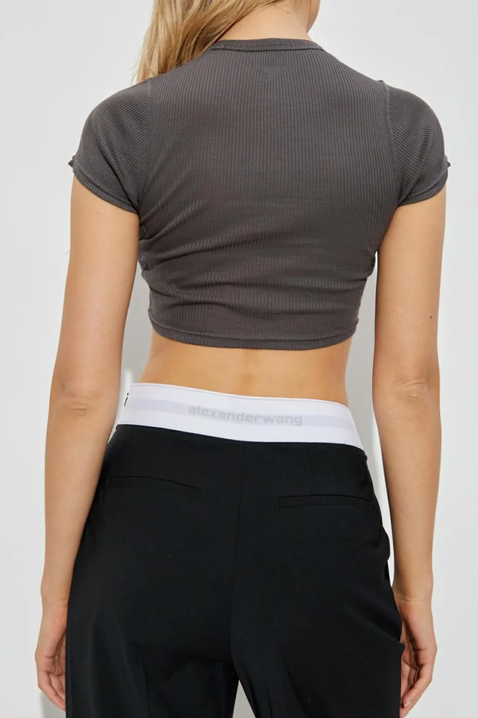 Alexander Wang GREY Short-sleeved lingerie top