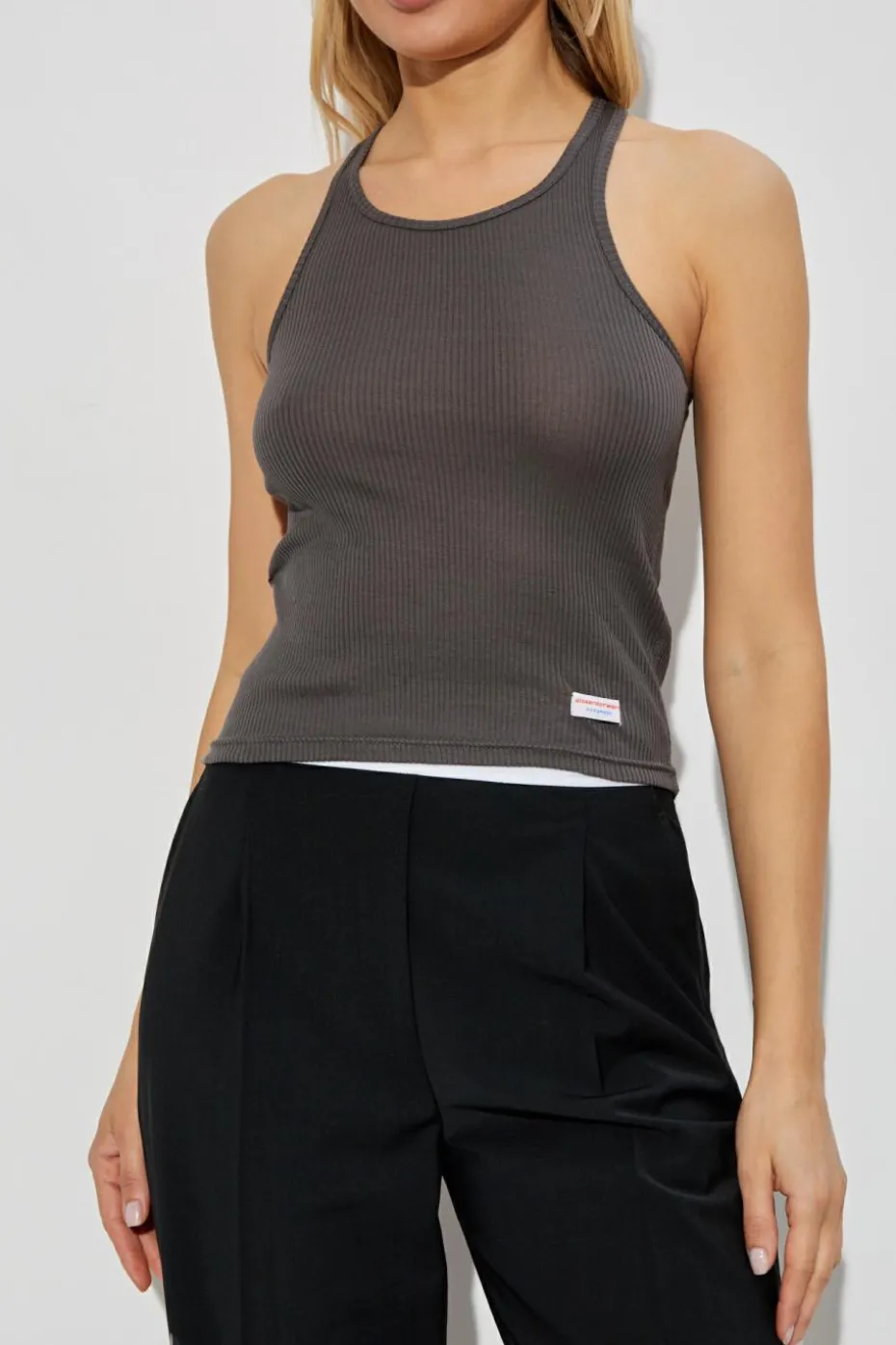 Alexander Wang GREY Sleeveless lingerie top