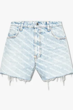 Alexander Wang light blue Denim shorts with logo