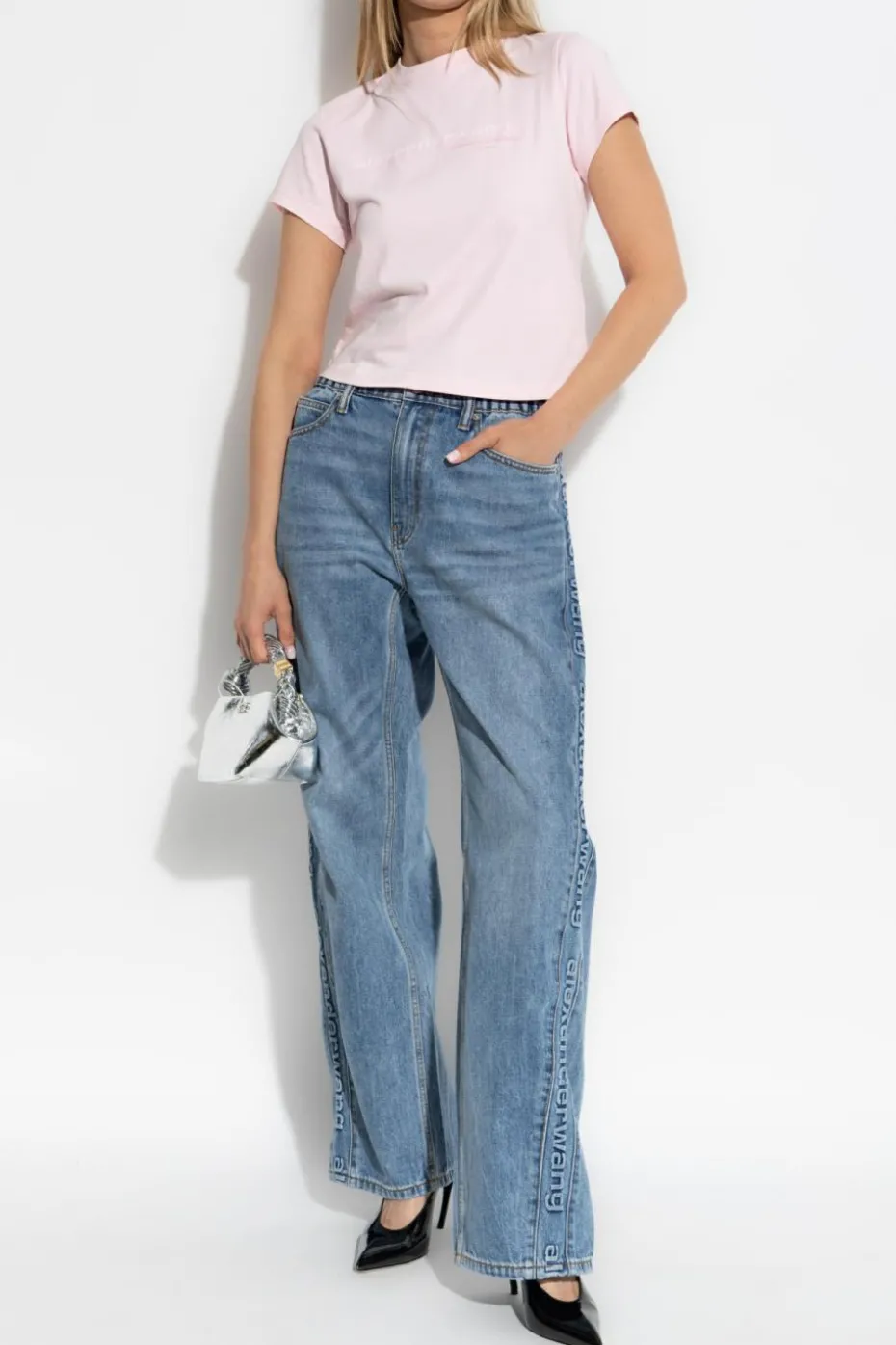 Alexander Wang PINK T-shirt with printed logo