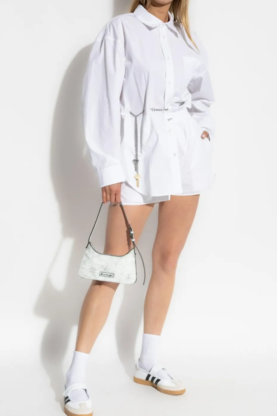 Alexander Wang WHITE Shirt with decorative chain at the waist