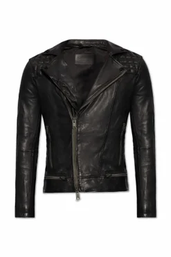 AllSaints BLACK āConroyā leather jacket