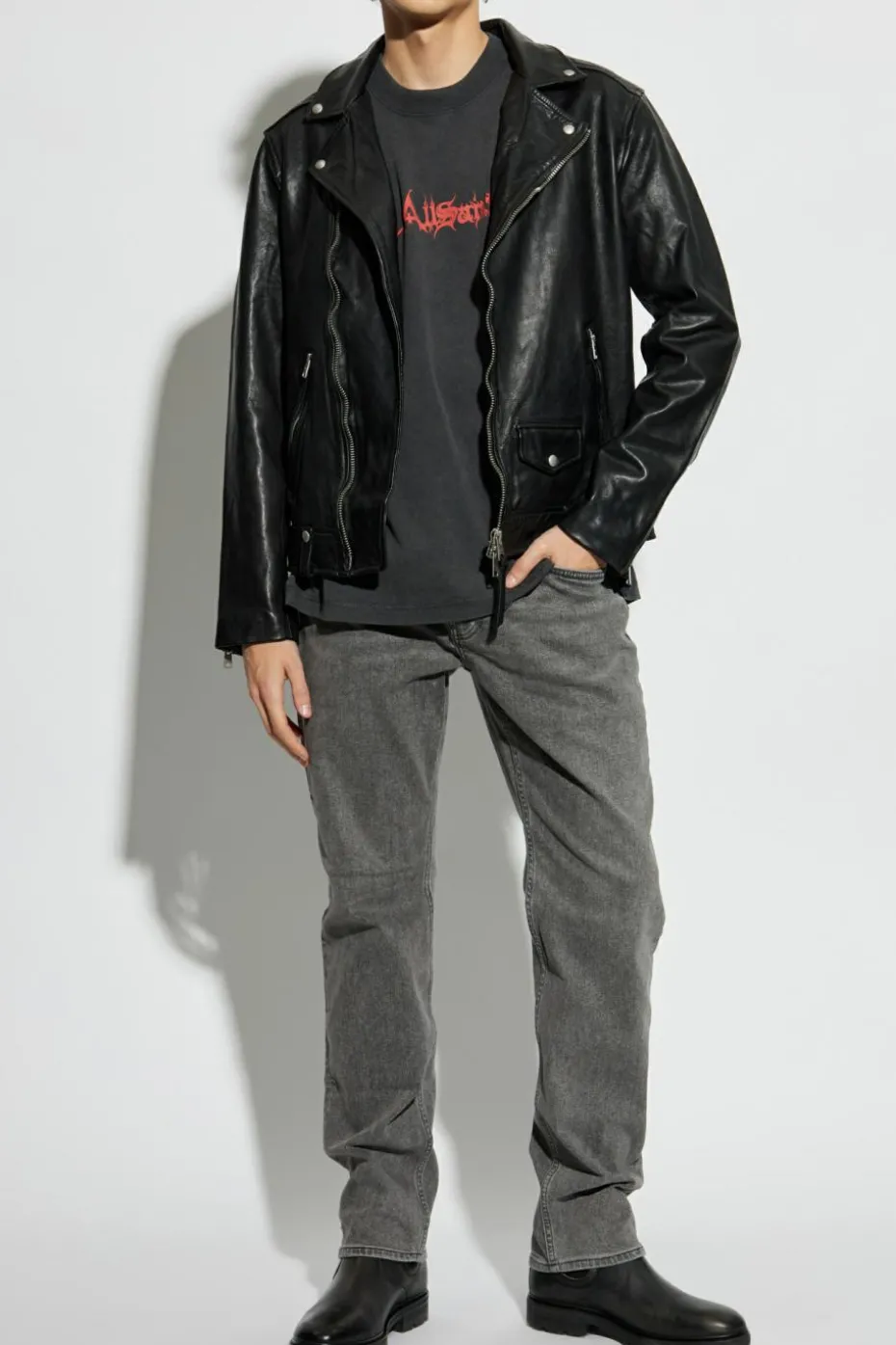 AllSaints BLACK Leather jacket Milo