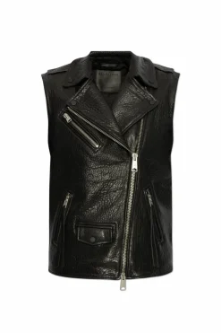AllSaints BLACK Leather vest Billie