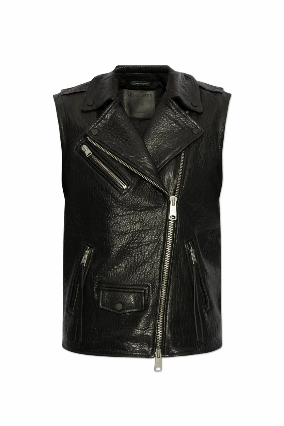 AllSaints BLACK Leather vest Billie