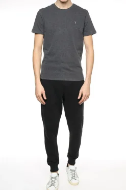 AllSaints BLACK 'Raven' Logo-embroidered sweatpants