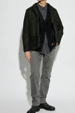 AllSaints BLACK Suede jacket Survey with vintage effect
