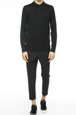 AllSaints BLACK Wool polo shirt