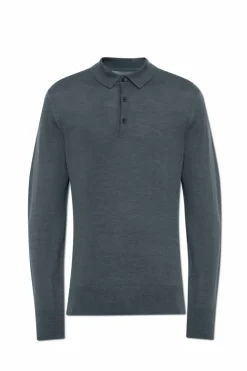 AllSaints BLUE Wool Sweater with Collar