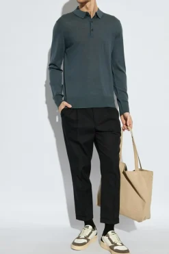 AllSaints BLUE Wool Sweater with Collar