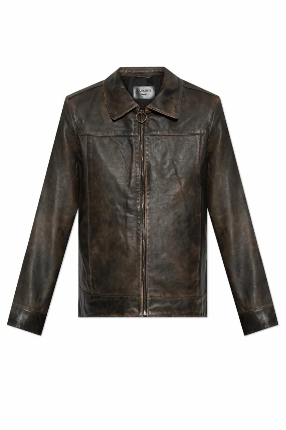 AllSaints BROWN Leather Jacket Alkan