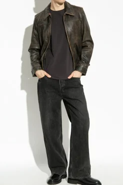 AllSaints BROWN Leather Jacket Alkan
