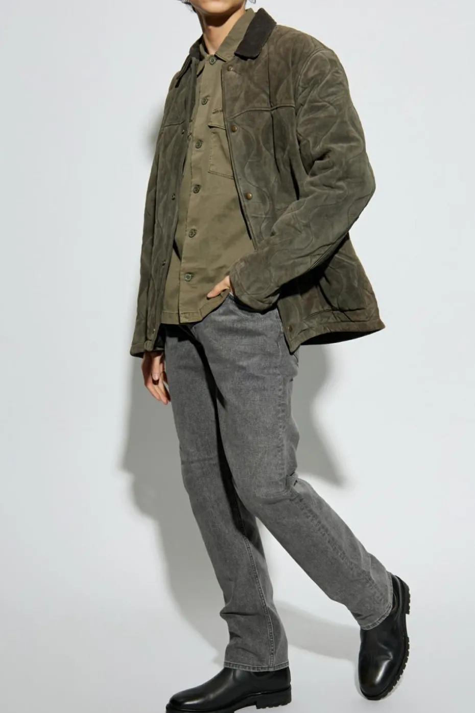 AllSaints GREEN Spotter shirt with vintage effect