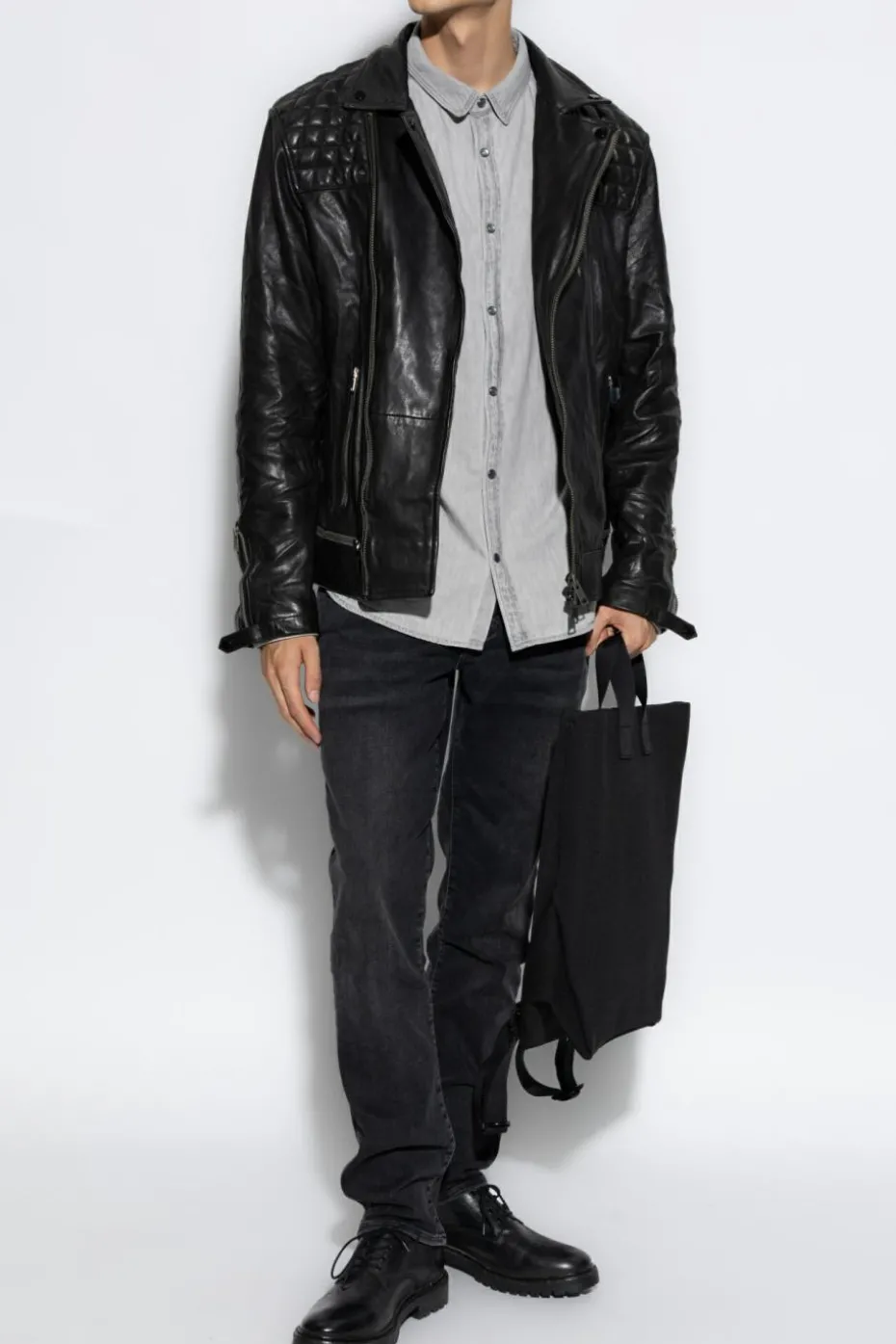 AllSaints GREY Denim shirt Gleason