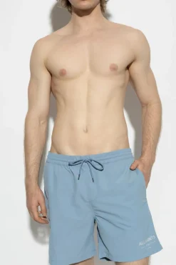 AllSaints light blue Swim shorts with printed logo