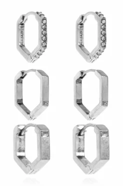 AllSaints SILVER Set of three pairs of earrings
