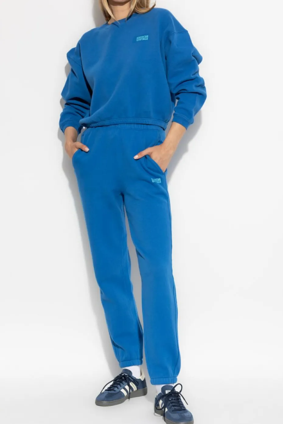 American Vintage BLUE Sweatshirt with printed logo