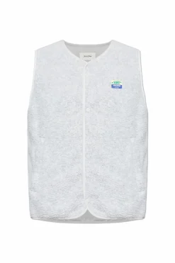 American Vintage GREY Furry vest with logo patch