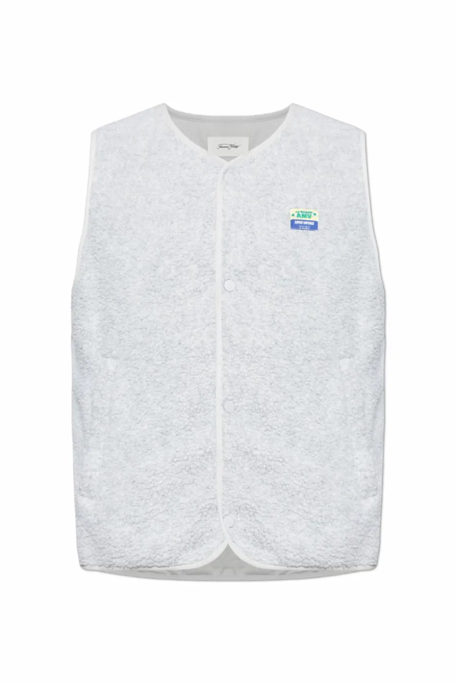 American Vintage GREY Furry vest with logo patch