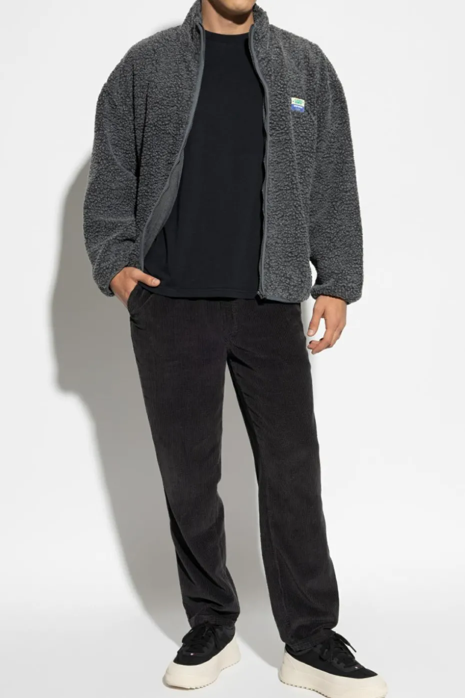 American Vintage GREY Furry sweatshirt with logo patch