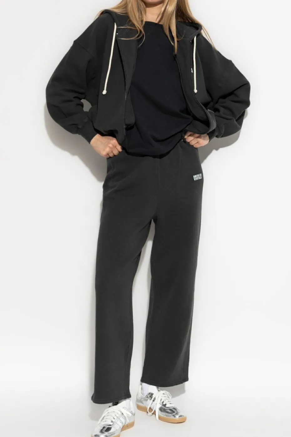 American Vintage GREY Sweatpants with printed logo
