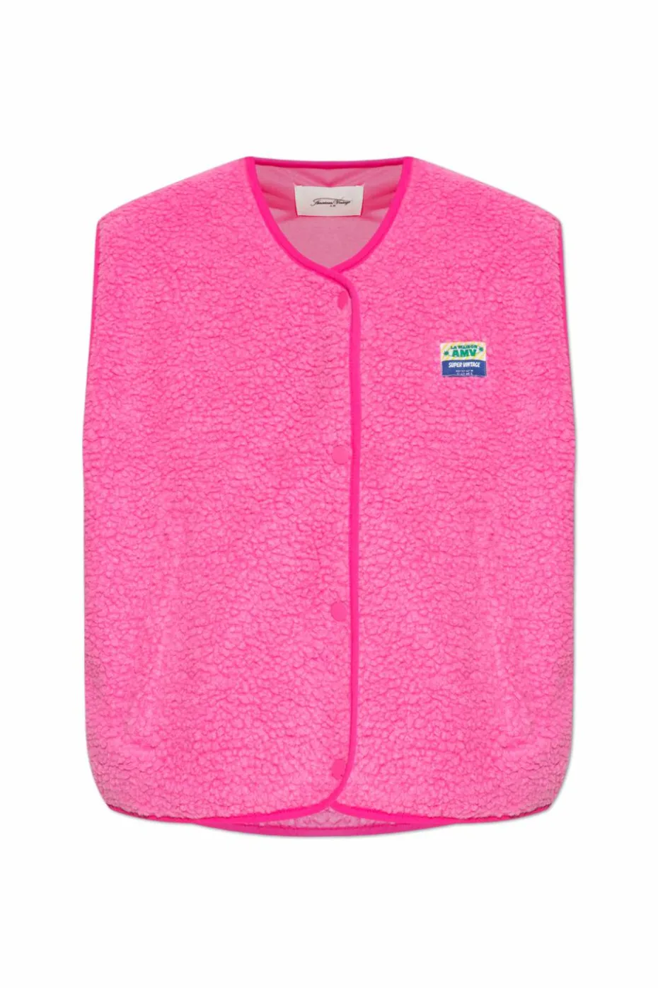 American Vintage PINK Furry vest with logo patch