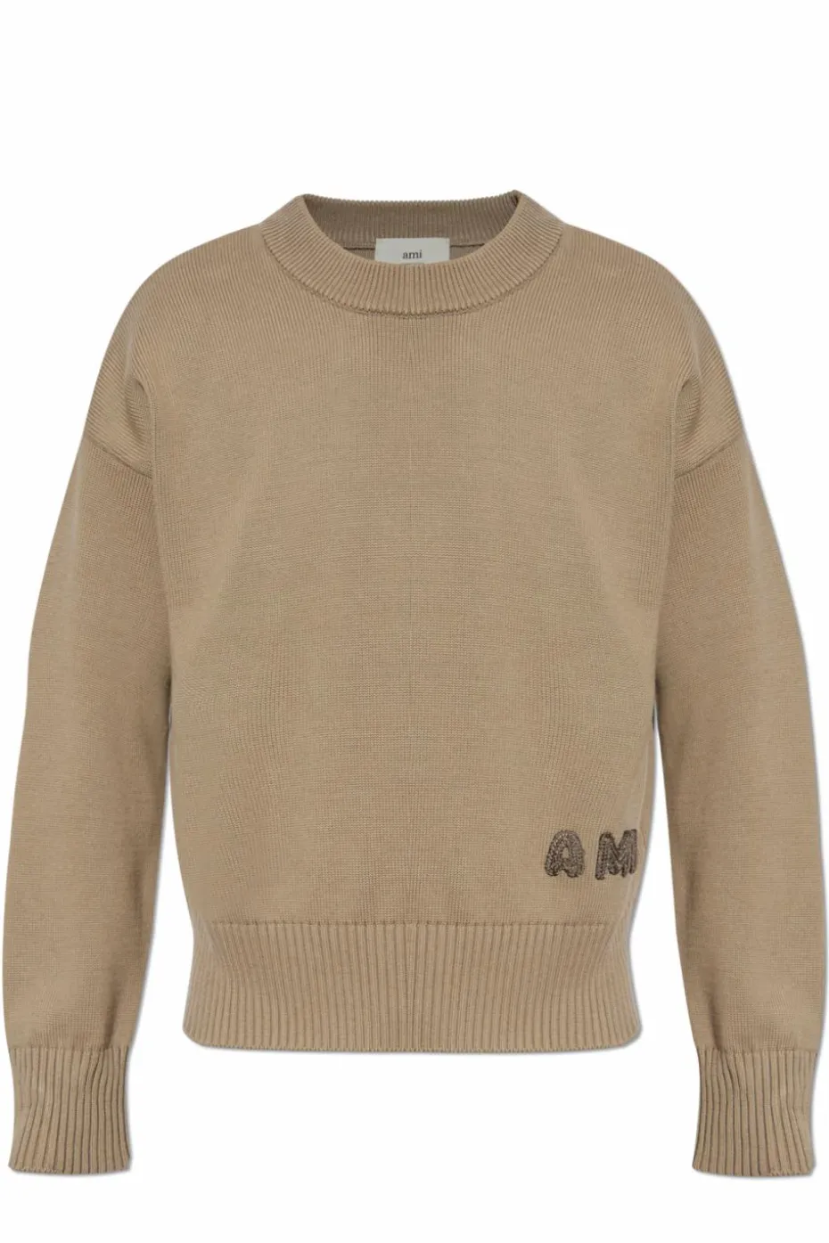 Ami Alexandre Mattiussi beige Sweater with embroidered logo