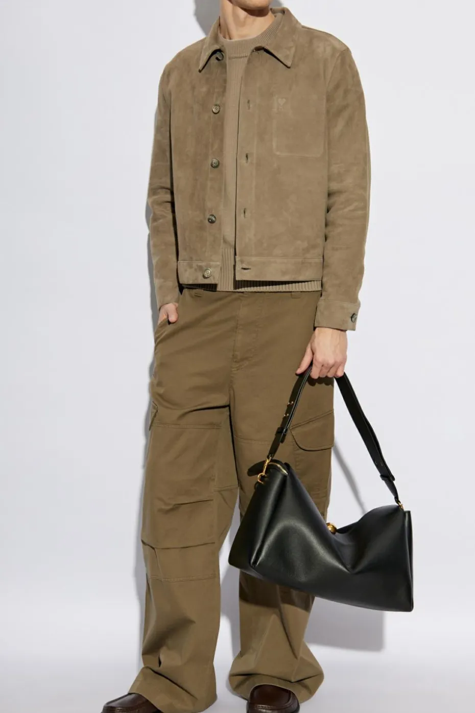 Ami Alexandre Mattiussi beige Sweater with embroidered logo