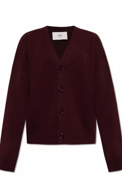 Ami Alexandre Mattiussi BURGUNDY Wool cardigan