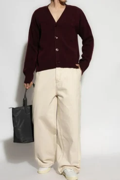 Ami Alexandre Mattiussi BURGUNDY Wool cardigan