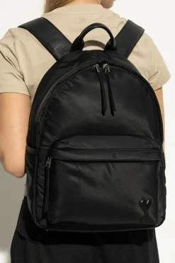 Ami Alexandre Mattiussi BLACK Backpack with logo