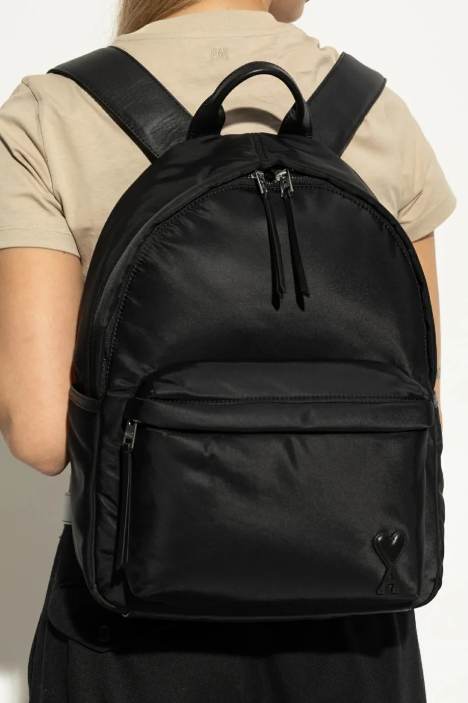 Ami Alexandre Mattiussi BLACK Backpack with logo