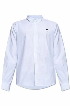 Ami Alexandre Mattiussi BLUE Cotton shirt with logo