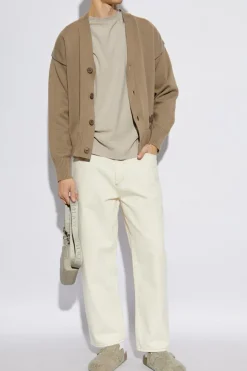 Ami Alexandre Mattiussi beige Cardigan with embroidered logo