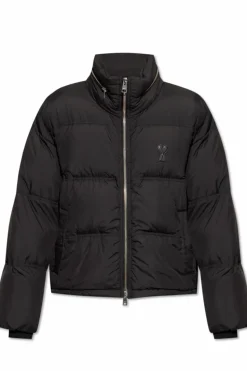 Ami Alexandre Mattiussi BLACK Puffer jacket with hood hidden in collar