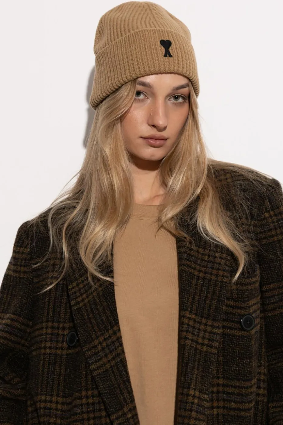 Ami Alexandre Mattiussi beige Wool beanie