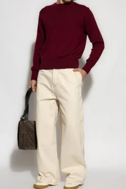 Ami Alexandre Mattiussi BURGUNDY Wool sweater with logo