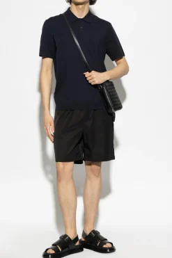 Ami Alexandre Mattiussi BLACK Shorts with logo on pocket