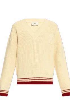 Ami Alexandre Mattiussi cream Sweater with logo