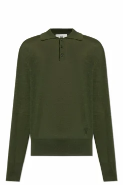 Ami Alexandre Mattiussi GREEN Wool polo sweater