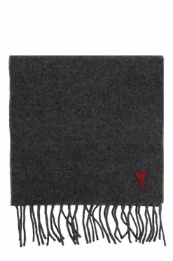 Ami Alexandre Mattiussi GREY Scarf with logo patch