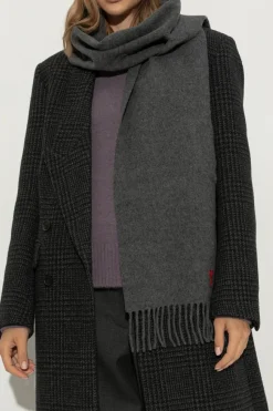Ami Alexandre Mattiussi GREY Scarf with logo patch