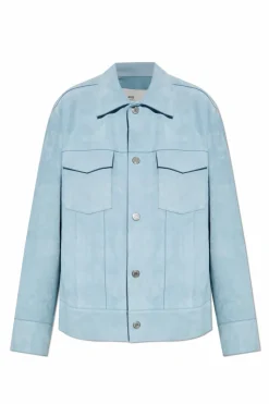Ami Alexandre Mattiussi light blue Leather jacket