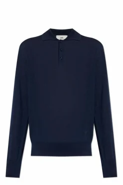 Ami Alexandre Mattiussi NAVY BLUE Wool Polo Sweater