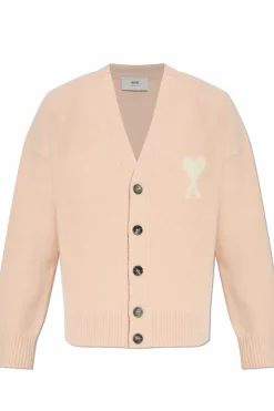 Ami Alexandre Mattiussi PINK Cardigan with logo