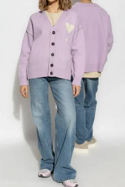 Ami Alexandre Mattiussi PURPLE Cardigan with logo