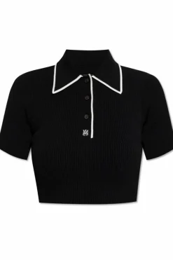 Amiri BLACK Short polo with logo